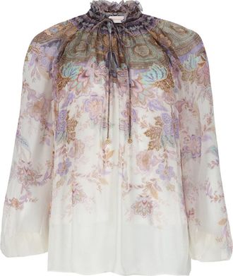 Zimmermann Luna Floral Paisley Semi-Sheer Blouse