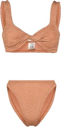 Hunza G Juno crinkle bikini - women - Polyamide/Elastane - One Size - Brown