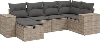 vidaXL Vidaxl - Set De Muebles De Jard&iacute;n 6 Pzas Y Cojines Rat&aacute;n Sint&eacute;tico Gris