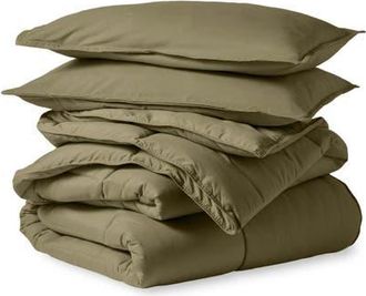 Bare Home All-Season Down Alternative Comforter Set in Olive at Nordstrom, Size Queen