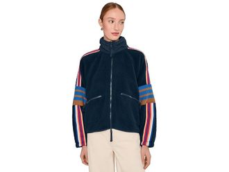 Free People Movement Mountain High Sporty Logo Womens Jacket Midnight Navy Combo : LG (Womens 12-14), Polyester