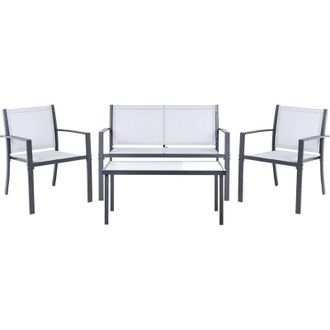 Beliani Set moderno industriale da giardino in metallo Set da salotto 4 posti con tavolo grigio Tavoleto