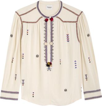 Isabel Marant Isabel Marant étoile Pelson Embroidered Woven Blouse - Ecru - 36 (UK6 / XS)