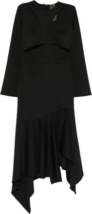 Rhizome Evelyn asymmetrische midi-jurk met uitgesneden details - Zwart
