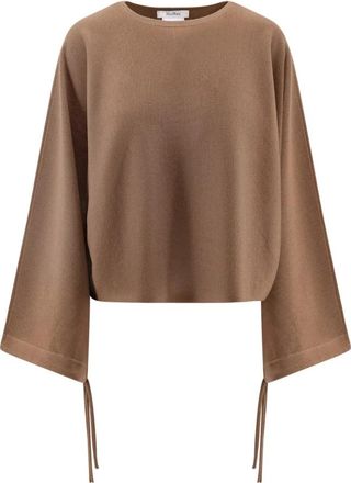 Max Mara Frais Sweater - Dames - Ronde hals truien - Bruin - S - Wol - Truien & Vesten