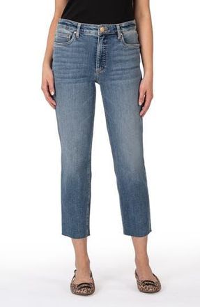 Kut from the Kloth Rachael Fab Ab High Waist Raw Hem Mom Jeans in Exalted W/Med at Nordstrom Rack, Size 14