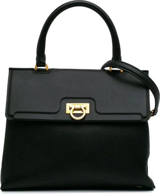 Ferragamo Borsa a tracolla Gancini Trifolio in pelle 2000-2024 - Nero