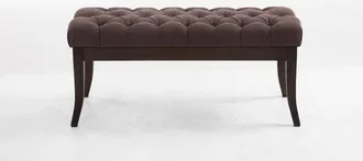 Clp Taburete Recibidor Ramses En Tela & Madera Oscura Marr&oacute;n 100 Cm
