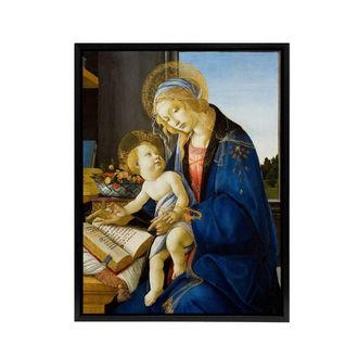 Artery8 Botticelli The Virgin & Child Framed Canvas Wall Art Print in Blue | Size: W24 x H32