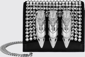 Philipp Plein Mini borsa in pelle di vitello con ricamo di cristalli e tracolla a catena