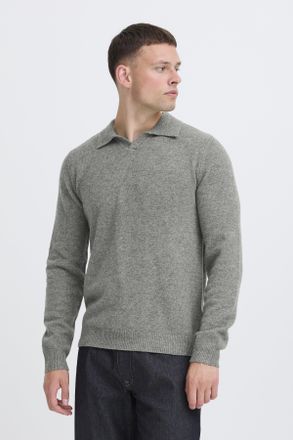 Blend Polokragenpullover BLEND BHBRANKO POLO SPLITN., Herren, Gr. XXL, griffin melange, Strick, Obermaterial: 60% Wolle, 40% Nylon, meliert, unifarben, regu