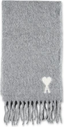 Ami Light Grey Alpaca Fringed Scarf