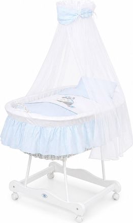 OEM Mois&eacute;s De Mimbre Con Dosel Donkey Lucek - Ropa De Cama Blanca Y Azul