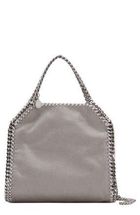 Stella McCartney Falabella Shaggy Deer Faux Leather Foldover Tote in Light Grey at Nordstrom