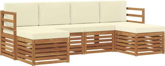 vidaXL Conjunto De Sof&aacute;s De Exterior 6 Uds. Natural Y Crema Vidaxl