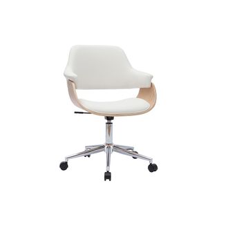 Miliboo Miliboo - Silla De Oficina Moderna Blanca Y Madera Clara Hansen