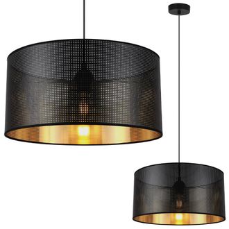 OEM L&aacute;mpara Colgante Asti Negra 1 Pantalla Plana Negra Y Dorada 40cm