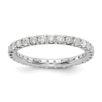 Diamond2Deal 14k White Gold Lab Grown Diamond Eternity Wedding Band Ring 1Ct Clarity- VS Color- D-E