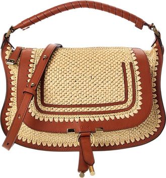 Chlo&eacute; Marcie Small Leather-Trim Shoulder Bag