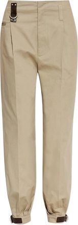 Moschino Dark Leather Strap Relaxed Tapered Cotton Pants