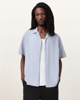 AllSaints Cotton Valmer Relaxed Fit Ramskull Shirt, Size: XXL