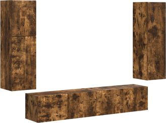 vidaXL Conjunto De Mueble De Tv 4 Uds. Roble Ahumado Vidaxl