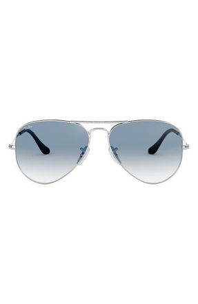 Ray-Ban Small Original 55mm Aviator Sunglasses in Silver Blue at Nordstrom