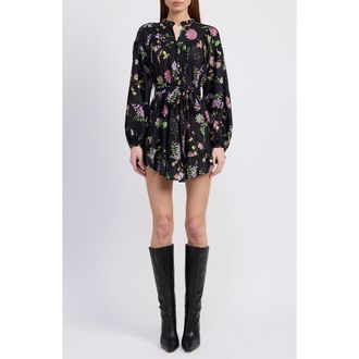 En Saison Harper Metallic Floral Long Sleeve Minidress in Black Gold Multi at Nordstrom Rack, Size X-Small