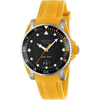 Gucci YA136319 Black Dial Mens Watch - Yellow - One Size