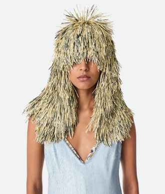 Bottega Veneta Copricapo In Pelle Con Stampa Newspaper - Bottega Veneta