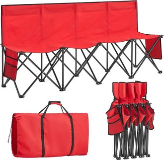 Yaheetech Yaheetech - 4 Asientos Silla Plegable Con Bolsas De Transporte Para Camping Silla Con Respaldo 184&times;49&times;82,5 Cm Rojo
