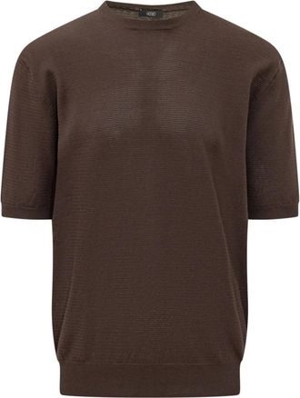 Hosio Trui met ronde hals en korte mouwen - Heren - Ronde hals truien - Bruin - XL - Truien & Vesten