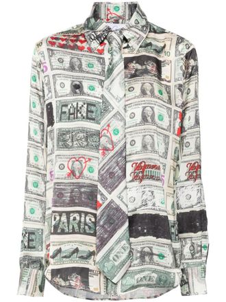 Vaquera Blouse met dollarprint en gestrikt detail - Groen