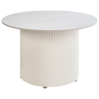 Beliani Beliani - Mesa De Centro Tablero De Piedra Sinterizada Aspecto Natural Base De Metal Dise&ntilde;o Moderno Beige Claro &Oslash; 70 Cm Leona