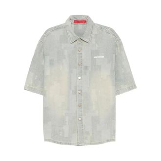 Acupuncture Denim Shirts, male, Blue, Size: XS Patch Work Shirt