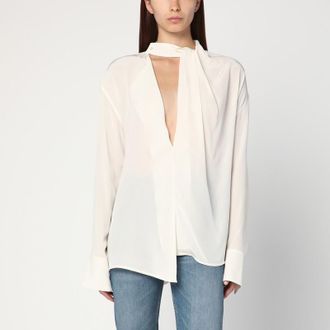 Victoria Beckham Ivory draped silk blouse