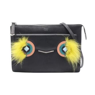 Fendi Pre-owned Bag Bugs Monster Leren Bont Schoudertas - Dames - Pre-owned - Zwart - Maat: ONE Size Leer