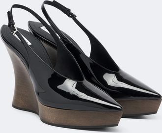 Alaia Ala&iuml;a Patent leather wedge slingback clogs