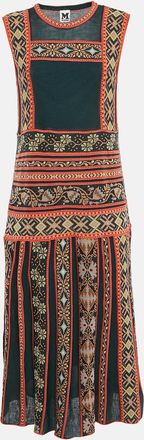 M Missoni Teal Green Floral Knit Sleeveless Midi Dress