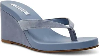 Steve Madden Playing Wedge Sandal in Light Blue Suede at Nordstrom, Size 5.5