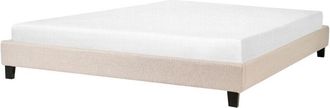 Beliani Beliani - Modern Fabric eu Super King Bed Frame 6ft Beige Polyester Linen Roanne