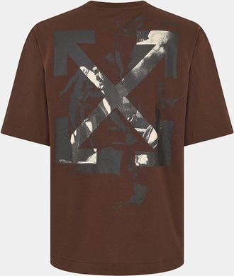 Off-white Mens Off White Arrow Crew Neck Short Sleeve T-Shirt in Choc/Cr&egrave;me - Brown - Size X-Large