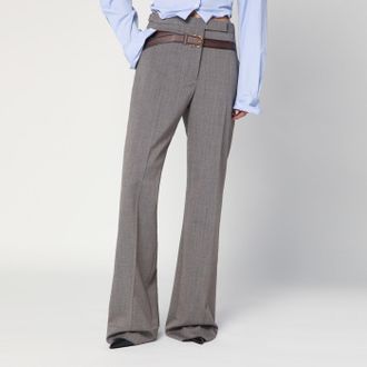 Prada Pantalone in misto lana con cintura stampata