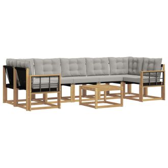 vidaXL Conjunto De Sof&aacute;s De Exterior 8 Pcs Blanco Y Gris Claro Vidaxl