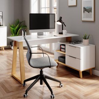 Vicco Escritorio Nautica, Blanco, 138 X 60 Cm Con Cajones Xl, Vicco