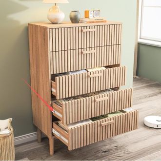 OEM Armario De Almacenamiento De 4 Cajones De Madera Maciza - Almacenamiento Vertical Con Riel De Corte Y Antica&iacute;da Para Sala De Estar Y Dormitorio