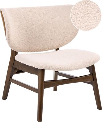 Beliani Sill&oacute;n De Estilo Tradicional Asiento Tapizado De Boucl&eacute; Marr&oacute;n Oscuro Y Beige Claro Day