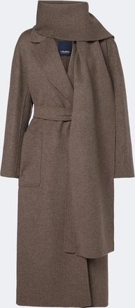 Max Mara Scarf-detail virgin wool wrap coat