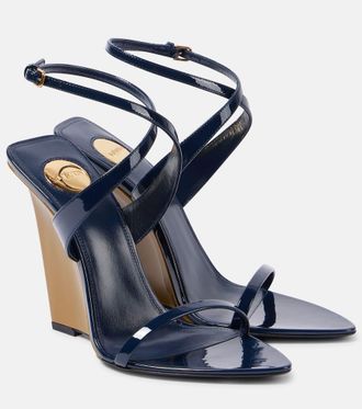 Saint Laurent Salomé 110 patent leather wedge sandals