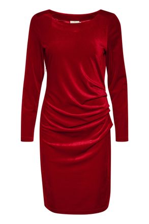 Kaffe Womens Dress Above Knee Length Regular Fit Long Sleeves Boat Neck, High Red, 12
